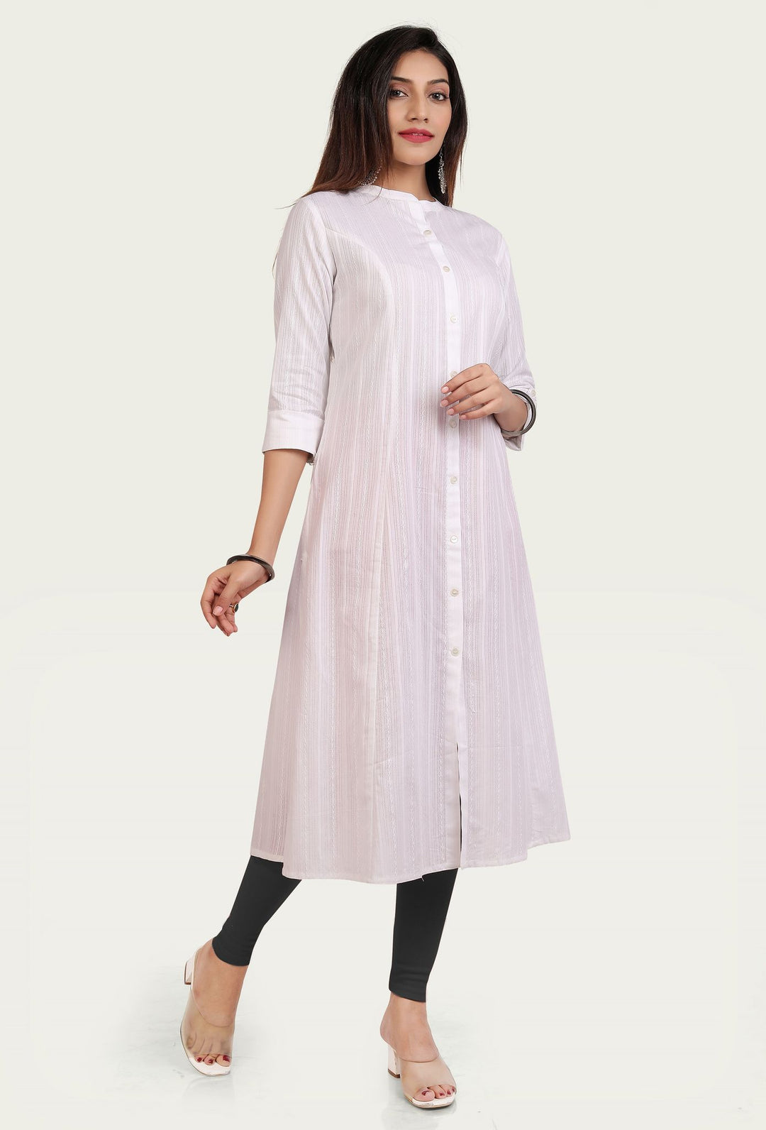 White Cotton A Line Kurta