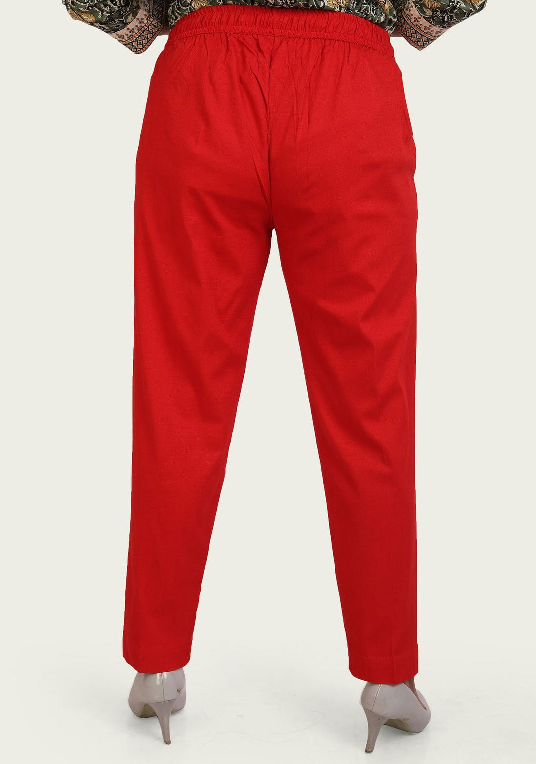 Red Cotton Lycra Pant