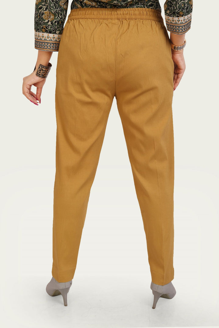 Beige Cotton Lycra Pant