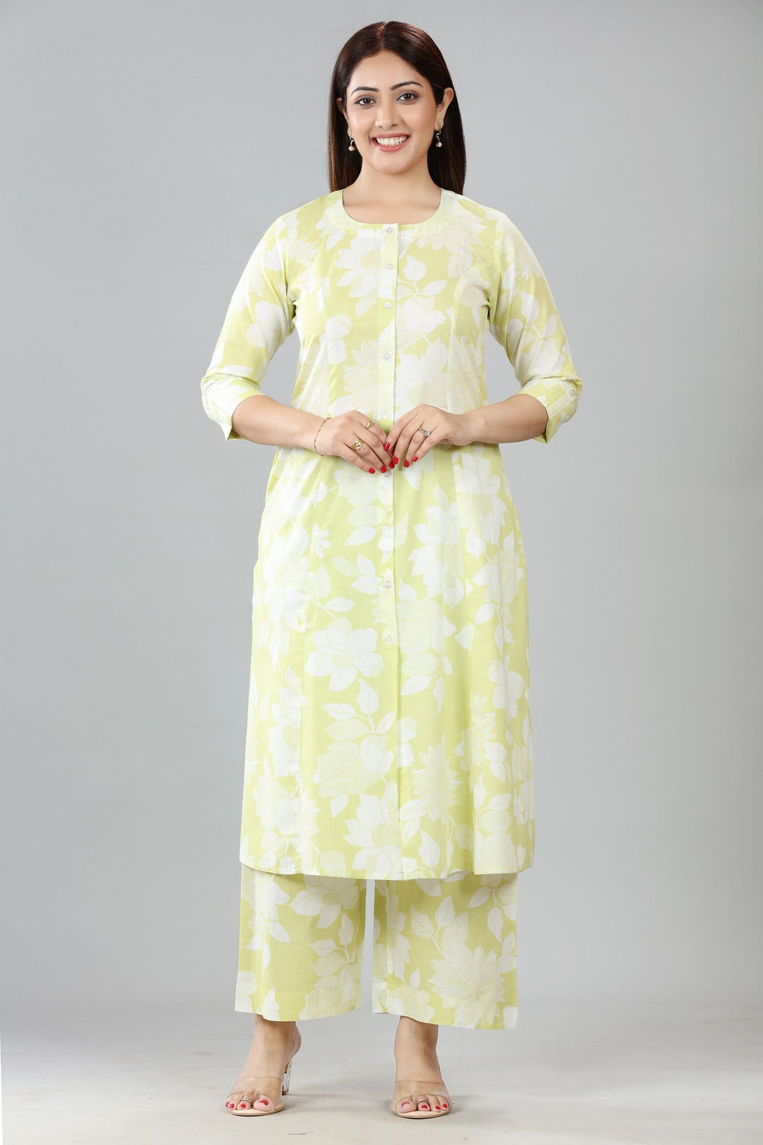 Dinah Pista Green Cotton Kurta & Pant Set