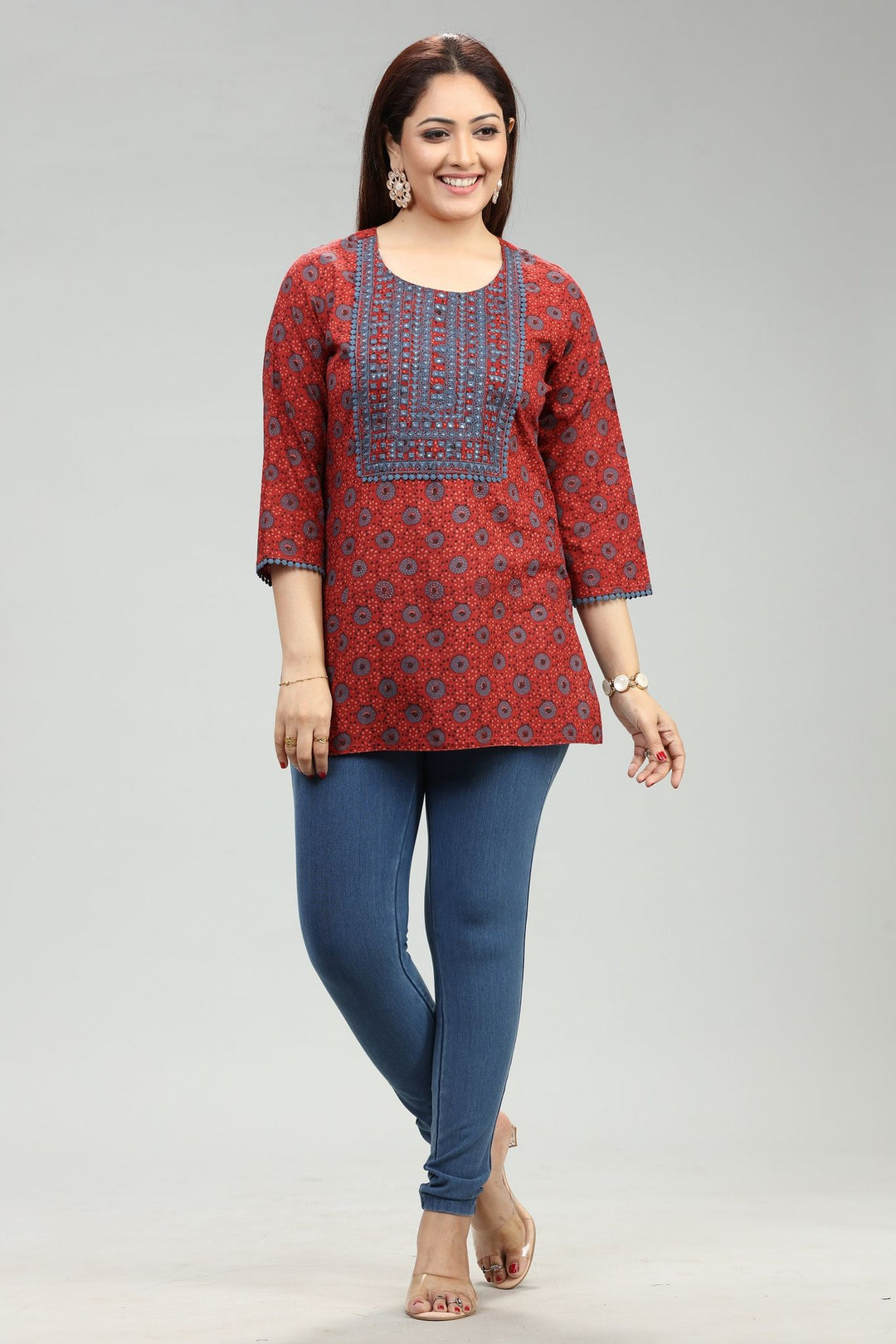 Eden Rust Cotton Short Kurtis