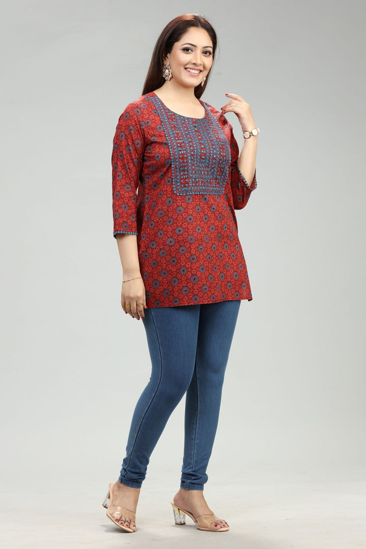 Eden Rust Cotton Short Kurtis