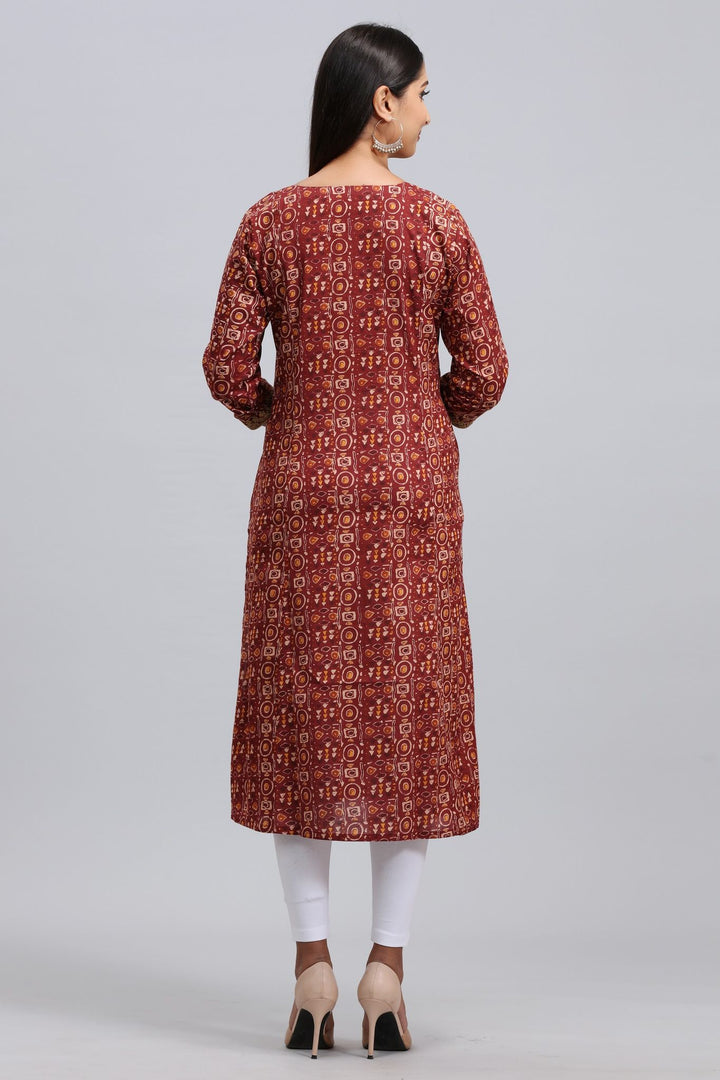 Maroon Rayon A Line Embroidered Yarndyed Kurta