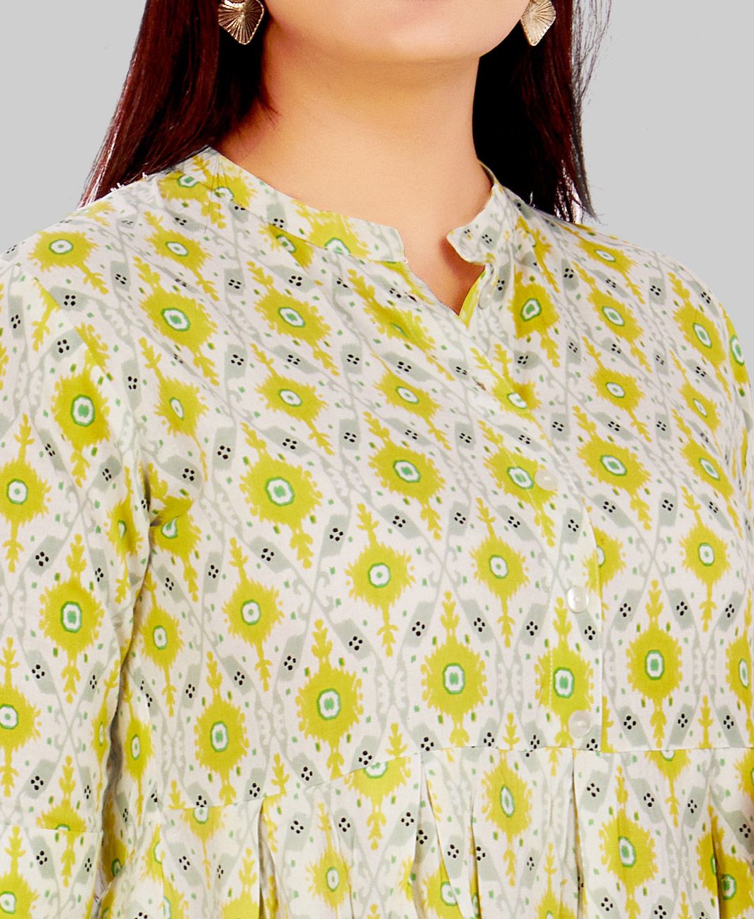 Parrot Green Rayon A Line Printed Anarkali Kurta