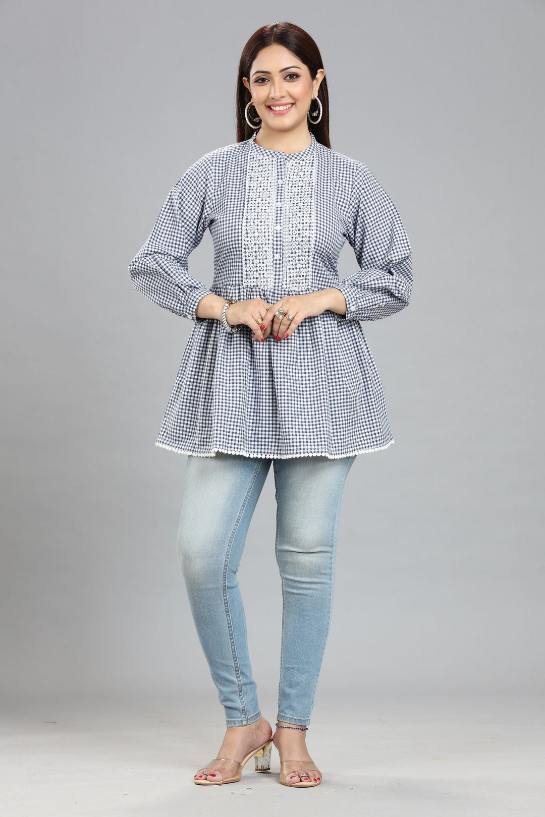 Estella Gray Cotton Short Kurti