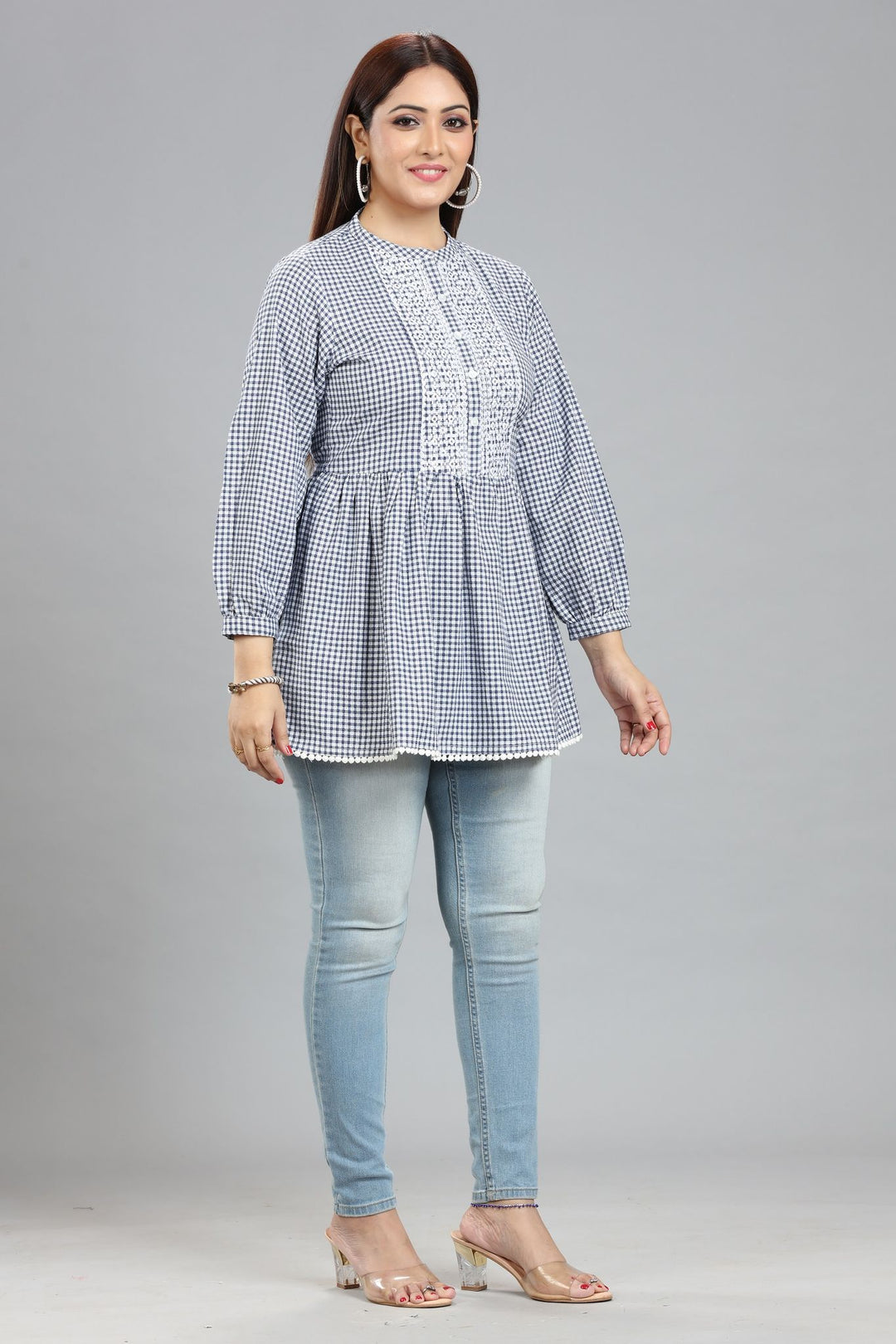 Estella Gray Cotton Short Kurti