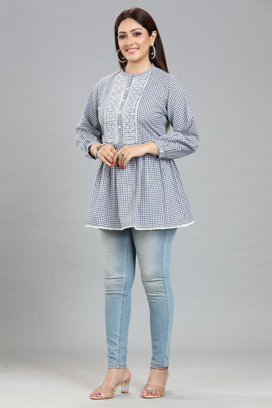 Estella Gray Cotton Short Kurti