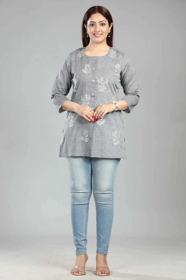 Helena Gray Short Flex Cotton Short Kurti