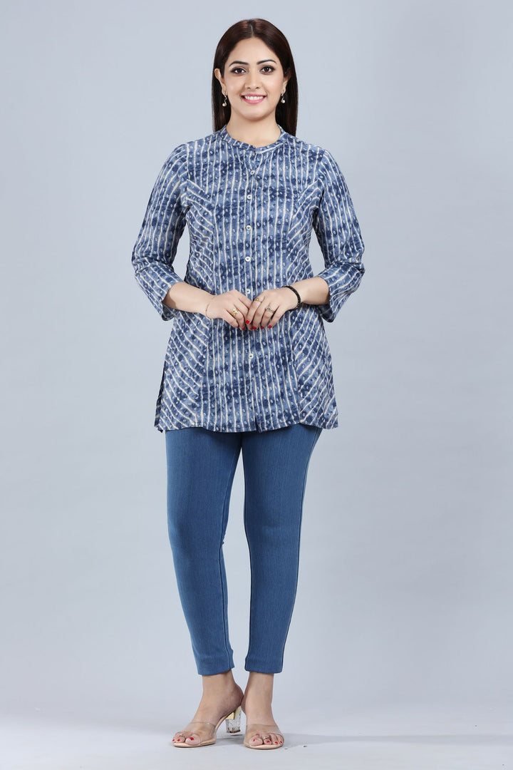 Inaya Navy Blue Cotton Short Kurti