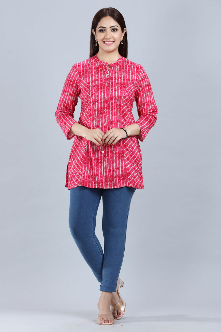 Inaya Rani Pink Cotton Short Kurti