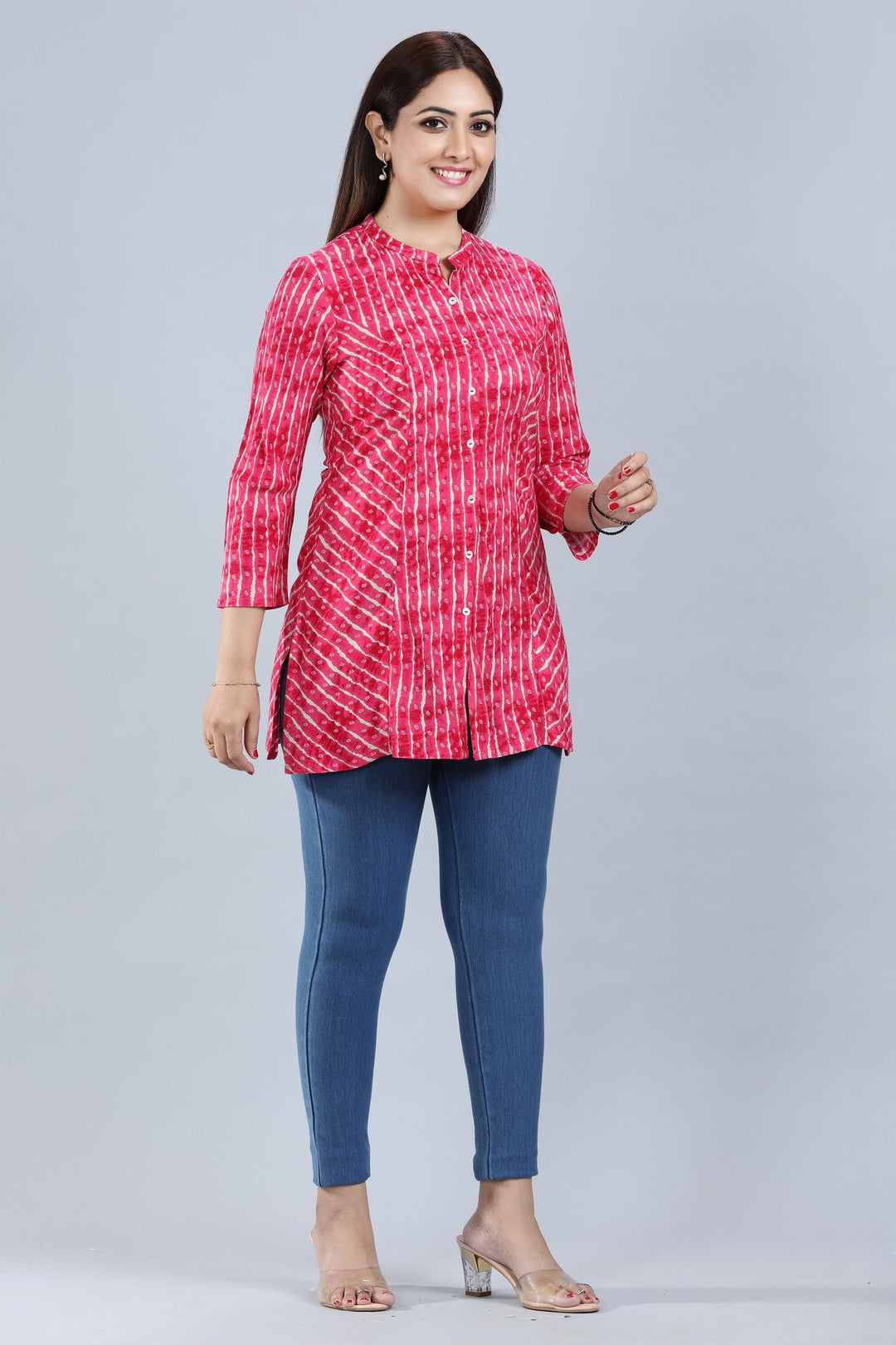 Inaya Rani Pink Cotton Short Kurti