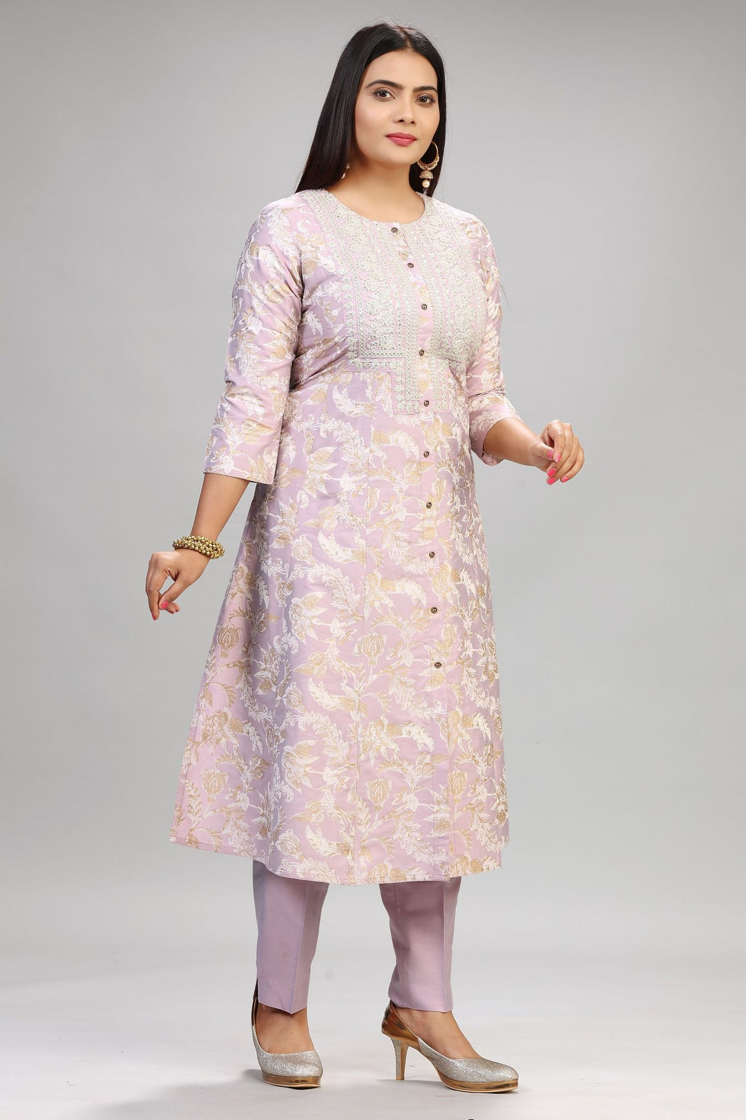 Irya Light Purple Cotton Silk Kurta With Pant Set