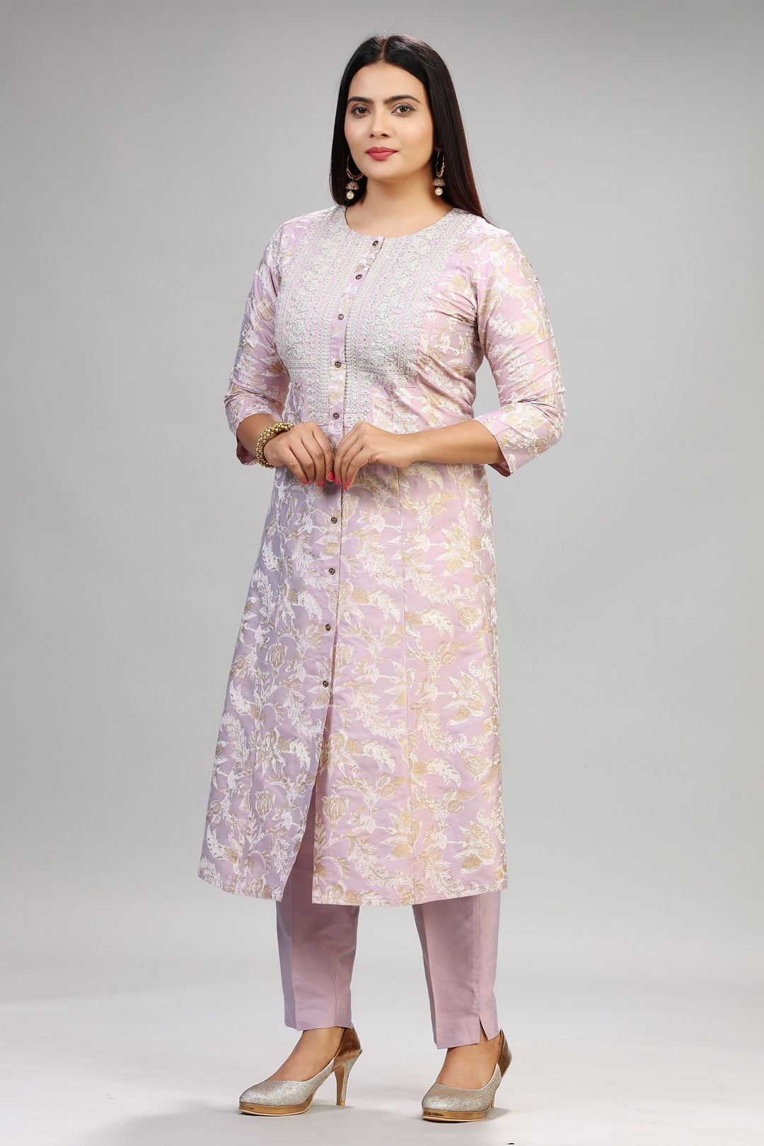 Irya Light Purple Cotton Silk Kurta With Pant Set