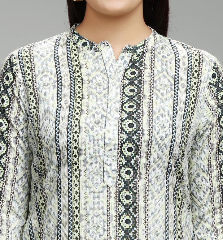 Green Rayon Straight Printed Kurta