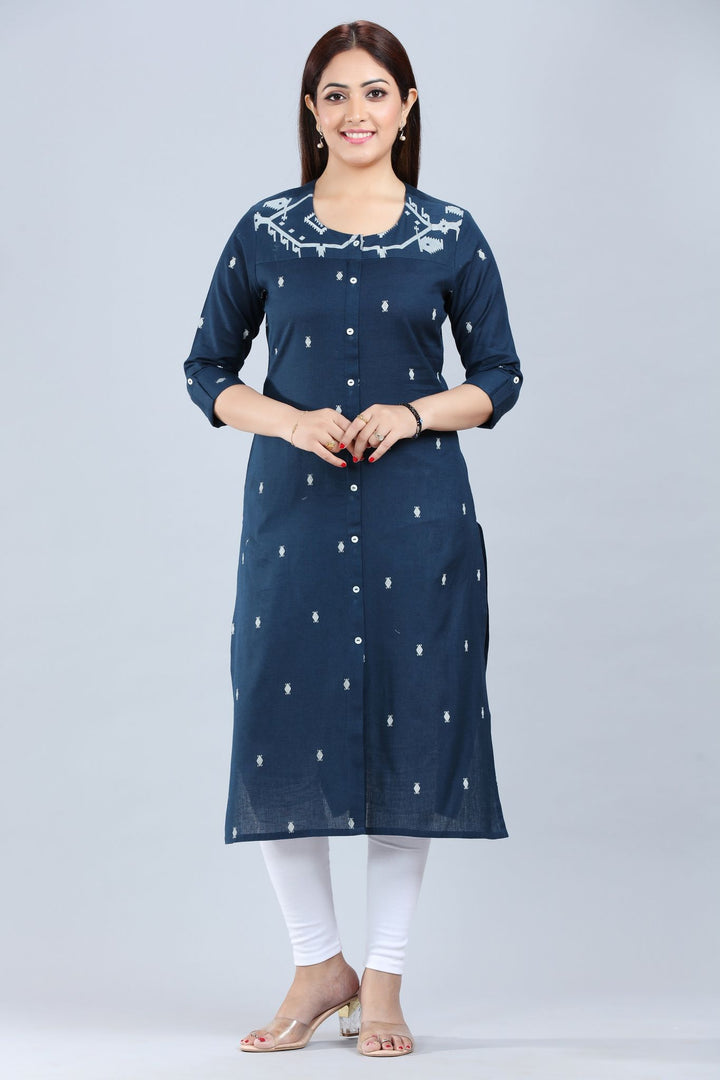 Indigo Cotton Straight Yarndyed Kurta