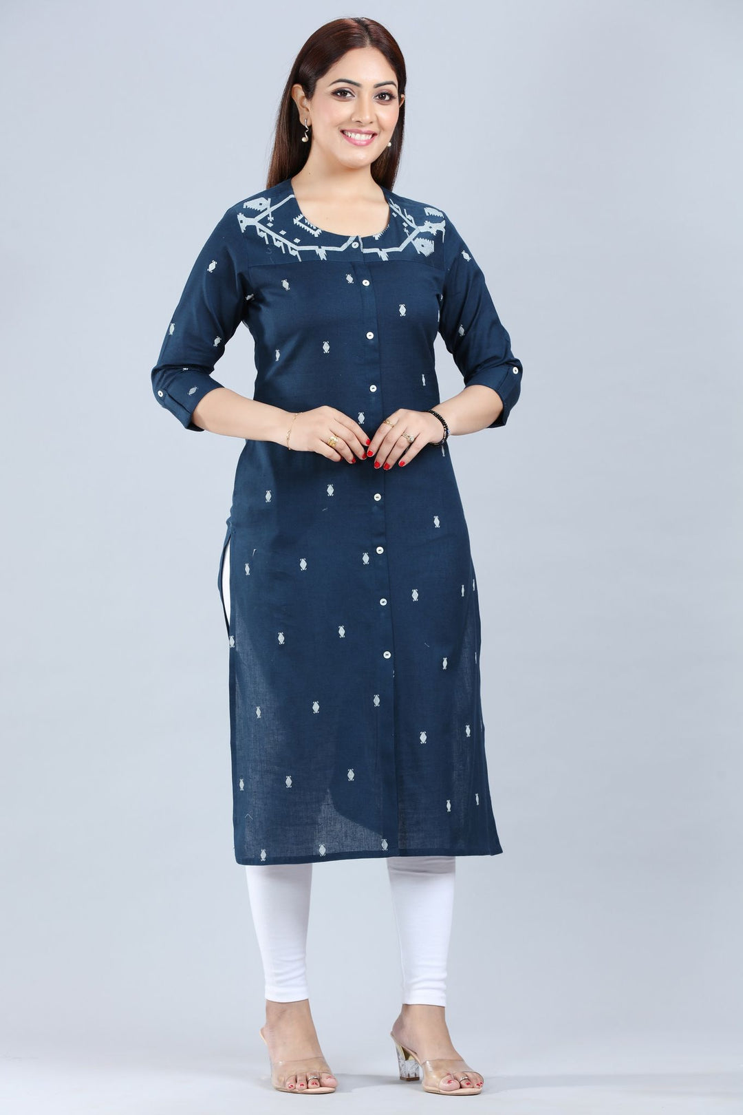 Indigo Cotton Straight Yarndyed Kurta