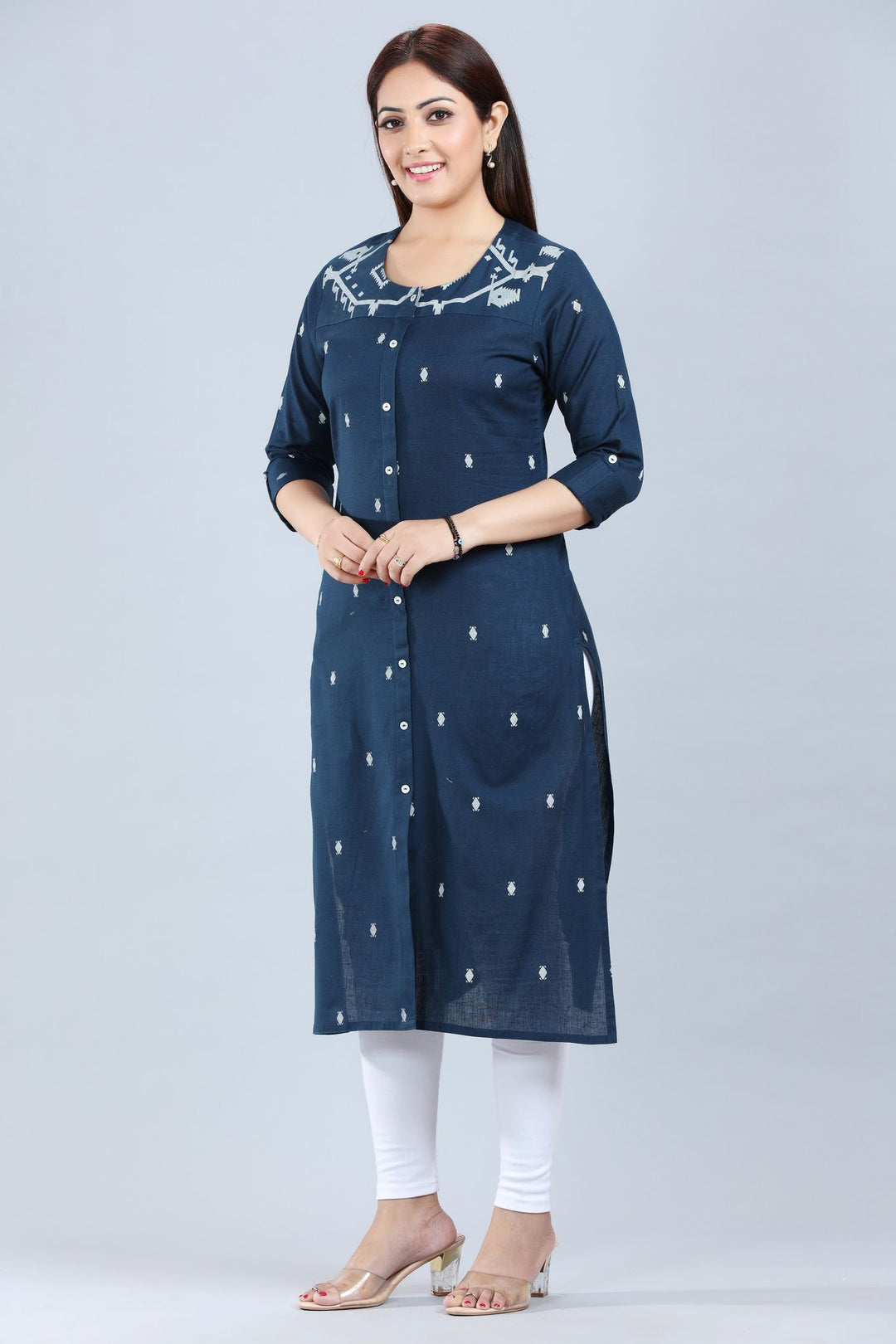 Indigo Cotton Straight Yarndyed Kurta