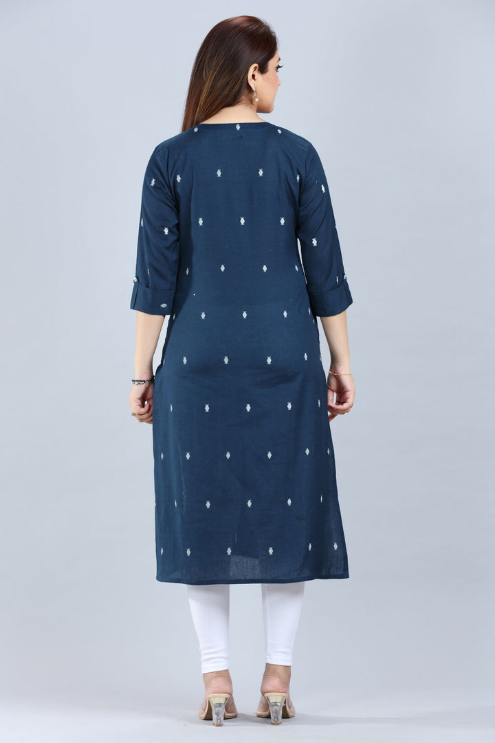 Indigo Cotton Straight Yarndyed Kurta