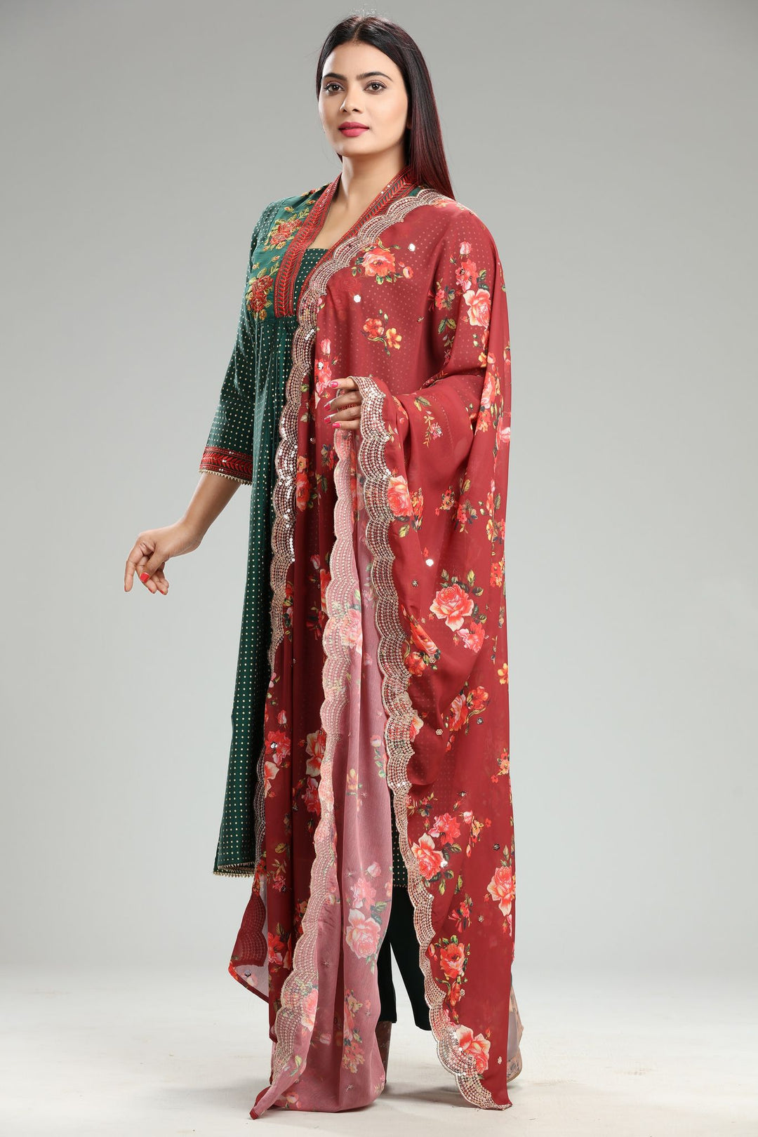 Green Cotton Silk Embroidered Kurta Pant Suit Set