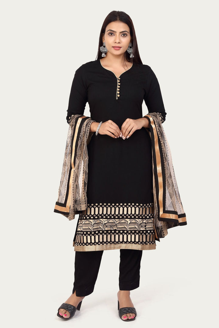 Black Rayon Straight Embroidered Kurta Pant Suit Set