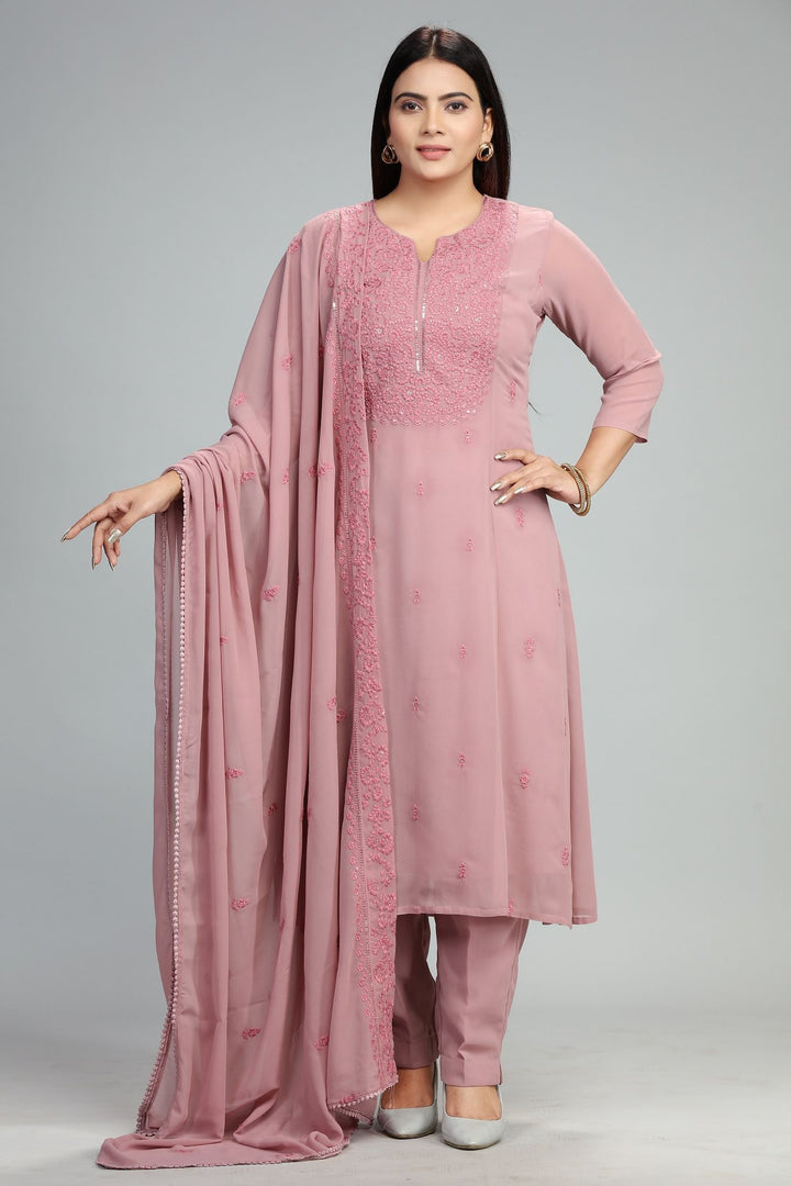 Lajita Light Purple Georgette Embroidered Suit Set