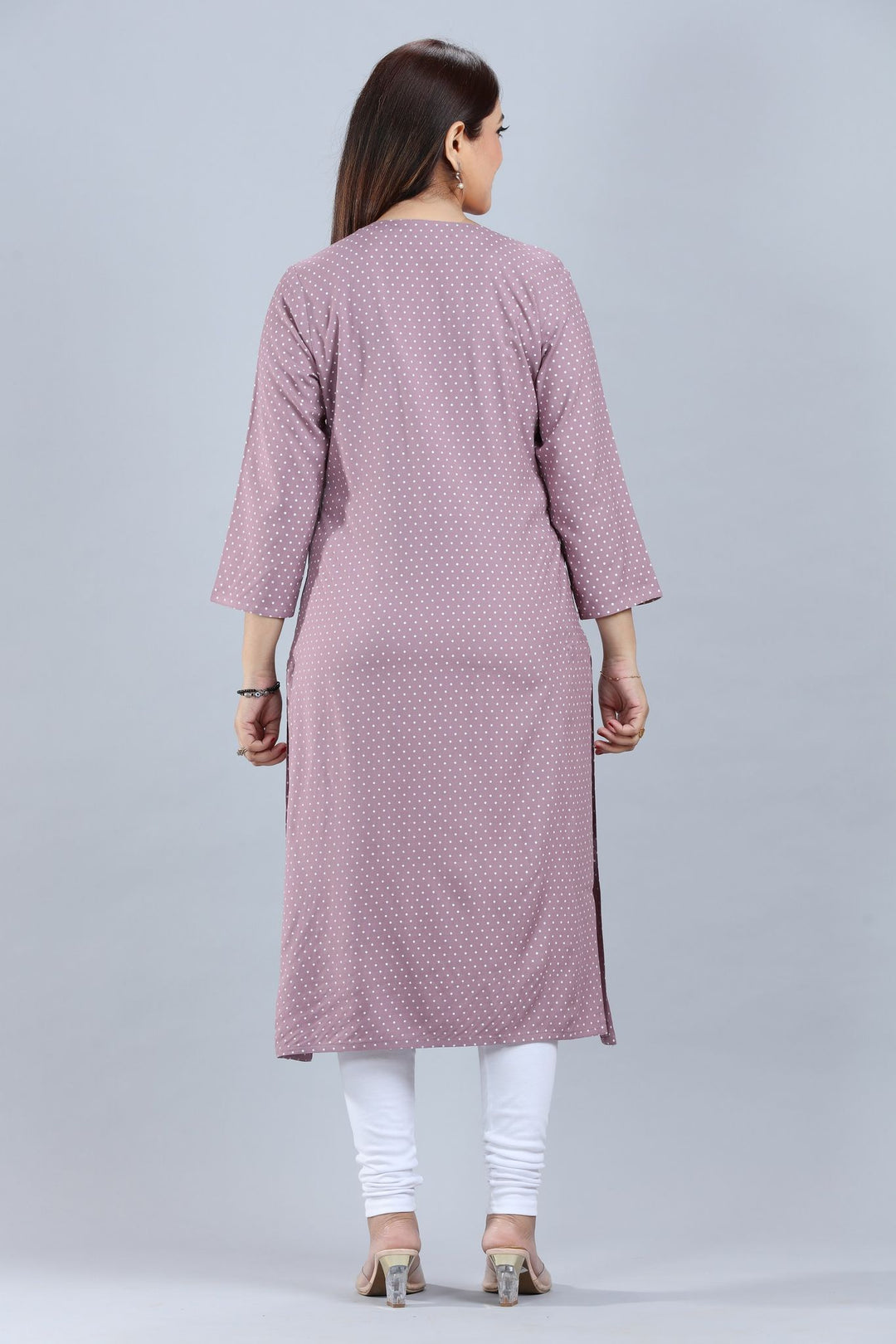 Light Purple Rayon Straight Embroidered Kurta