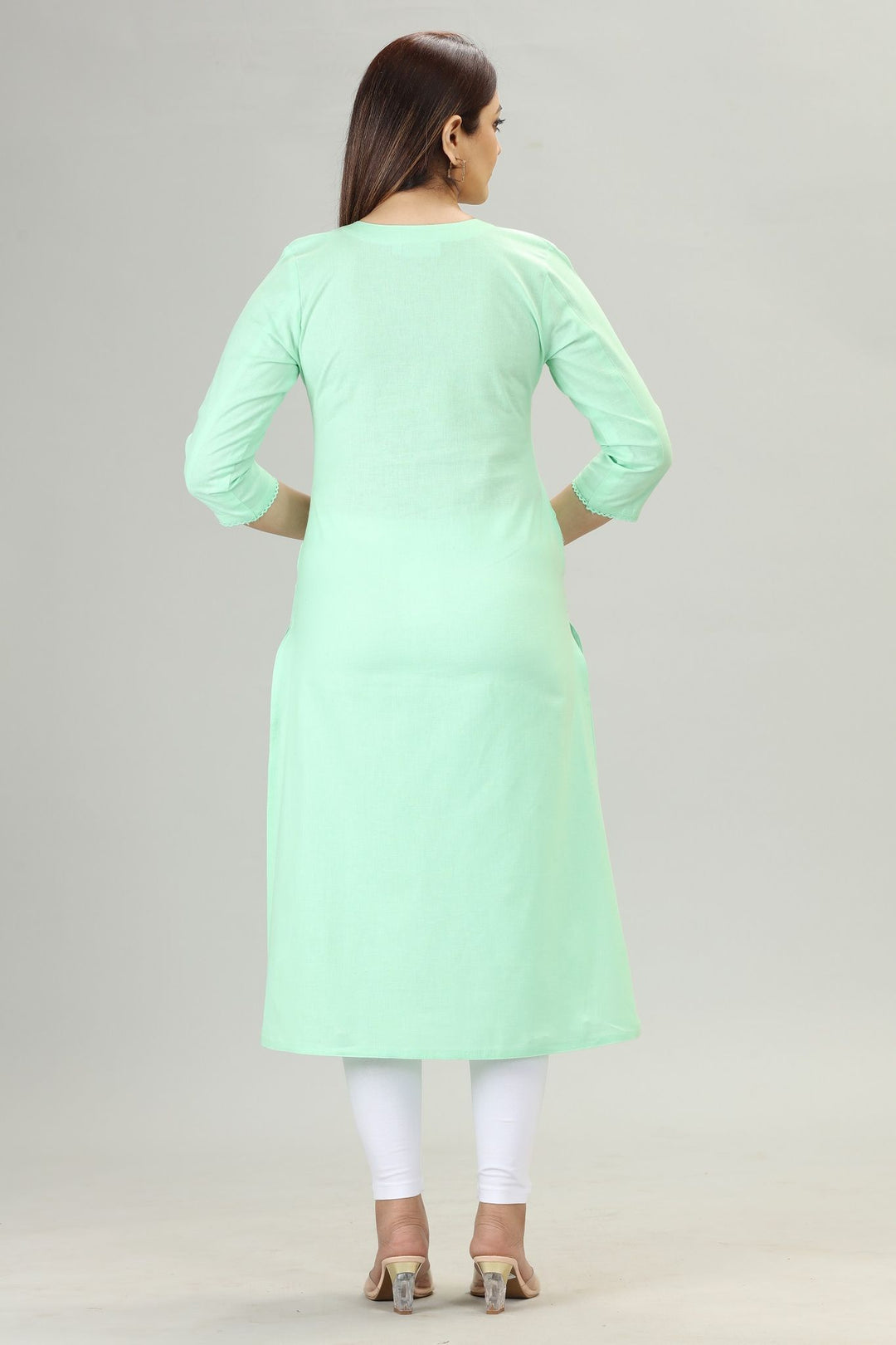 Pista Green Rayon Straight Embroidered Kurta