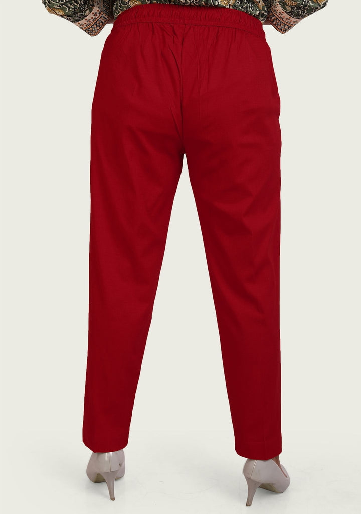 Maroon Cotton Lycra Pant