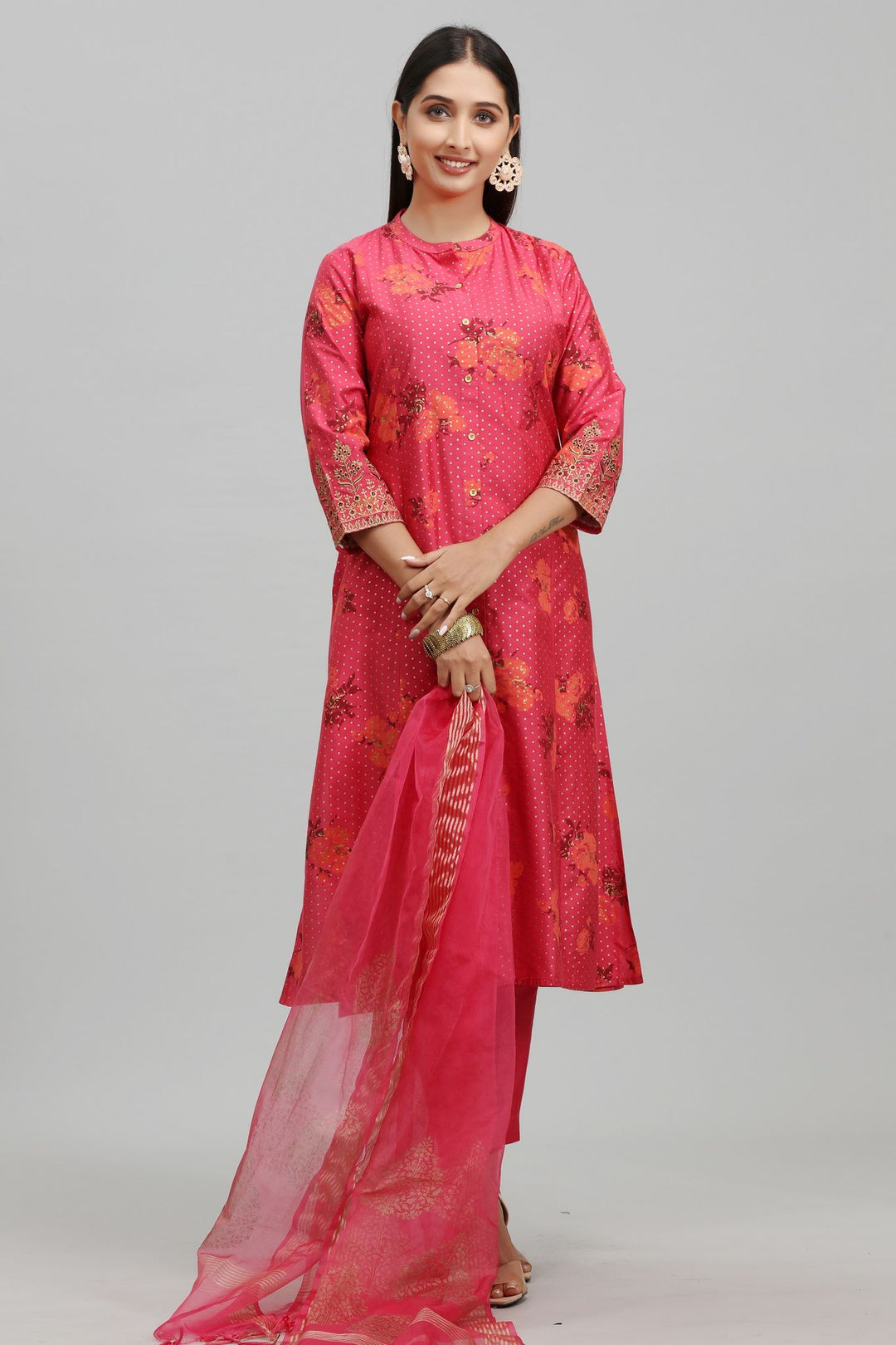 Megha Dark Pink Cotton Silk Suit Set