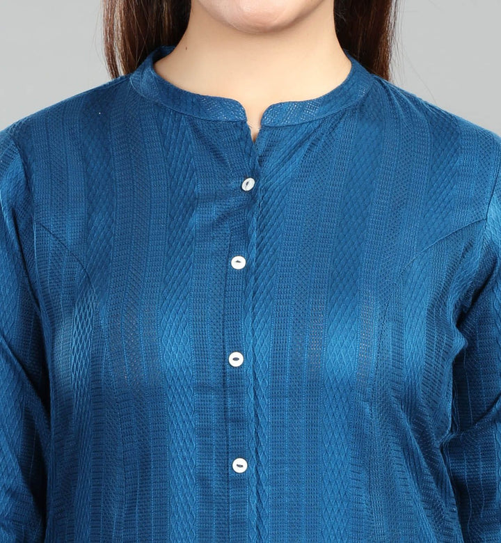 Blue Cotton A-Line Kurta