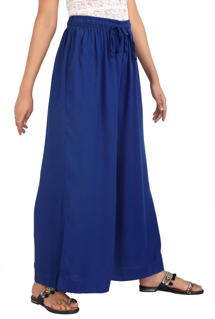 Blue Rayon Flared Palazzo