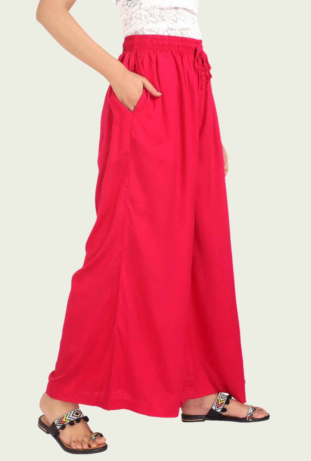 Rani Pink Rayon Flared Palazzo