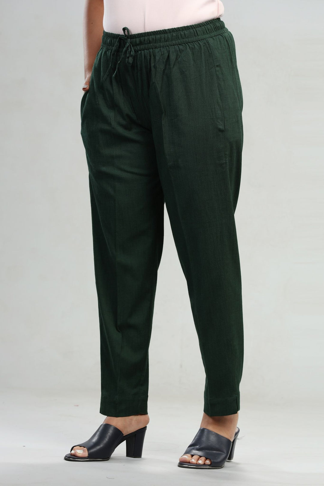 Bottle Green Cotton Lycra Pant