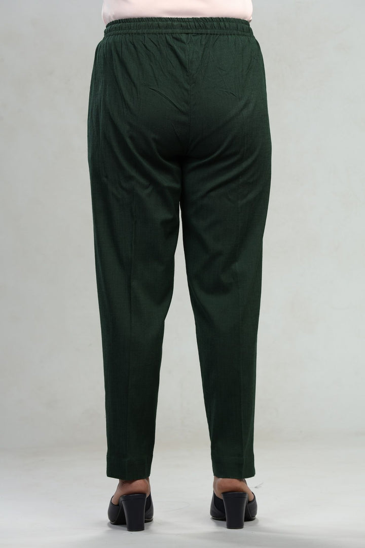 Bottle Green Cotton Lycra Pant