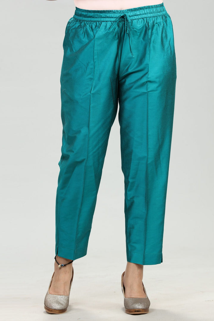 Teal Cotton Silk Pant