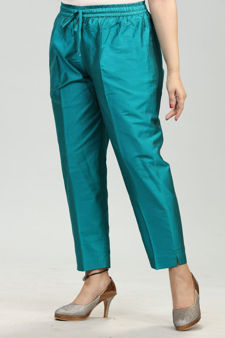 Teal Cotton Silk Pant