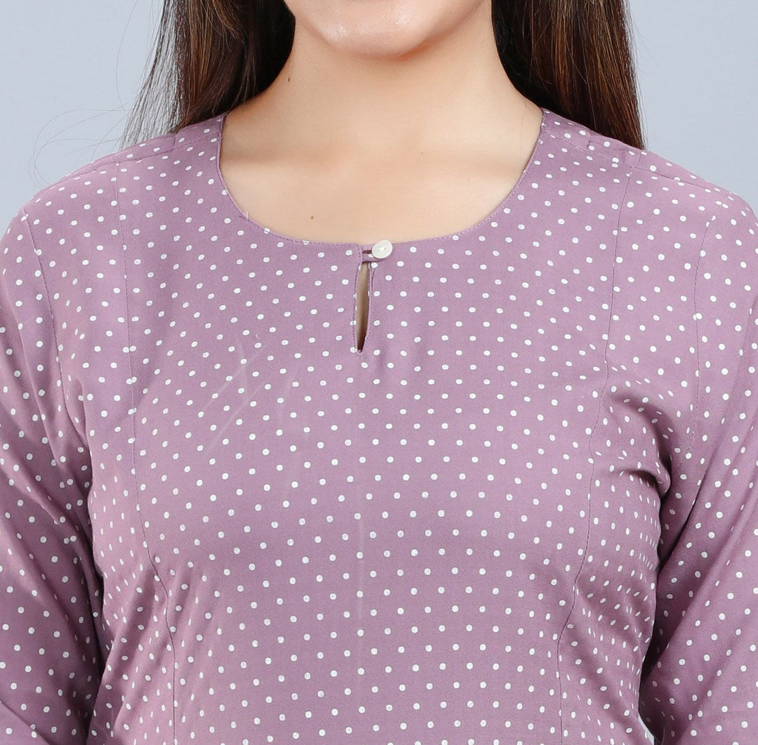 Light Purple Rayon A Line Printed Kurta