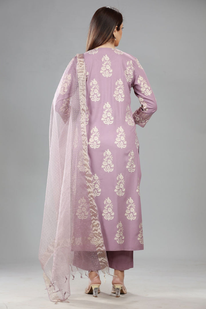 Sefa Light Purple Cotton Suit Set