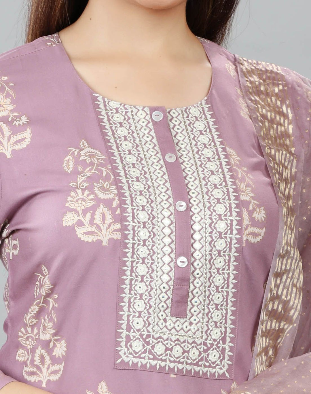 Sefa Light Purple Cotton Suit Set