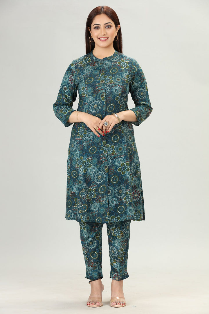 Tanmayi Dark Green Rayon Kurta & Pant Set