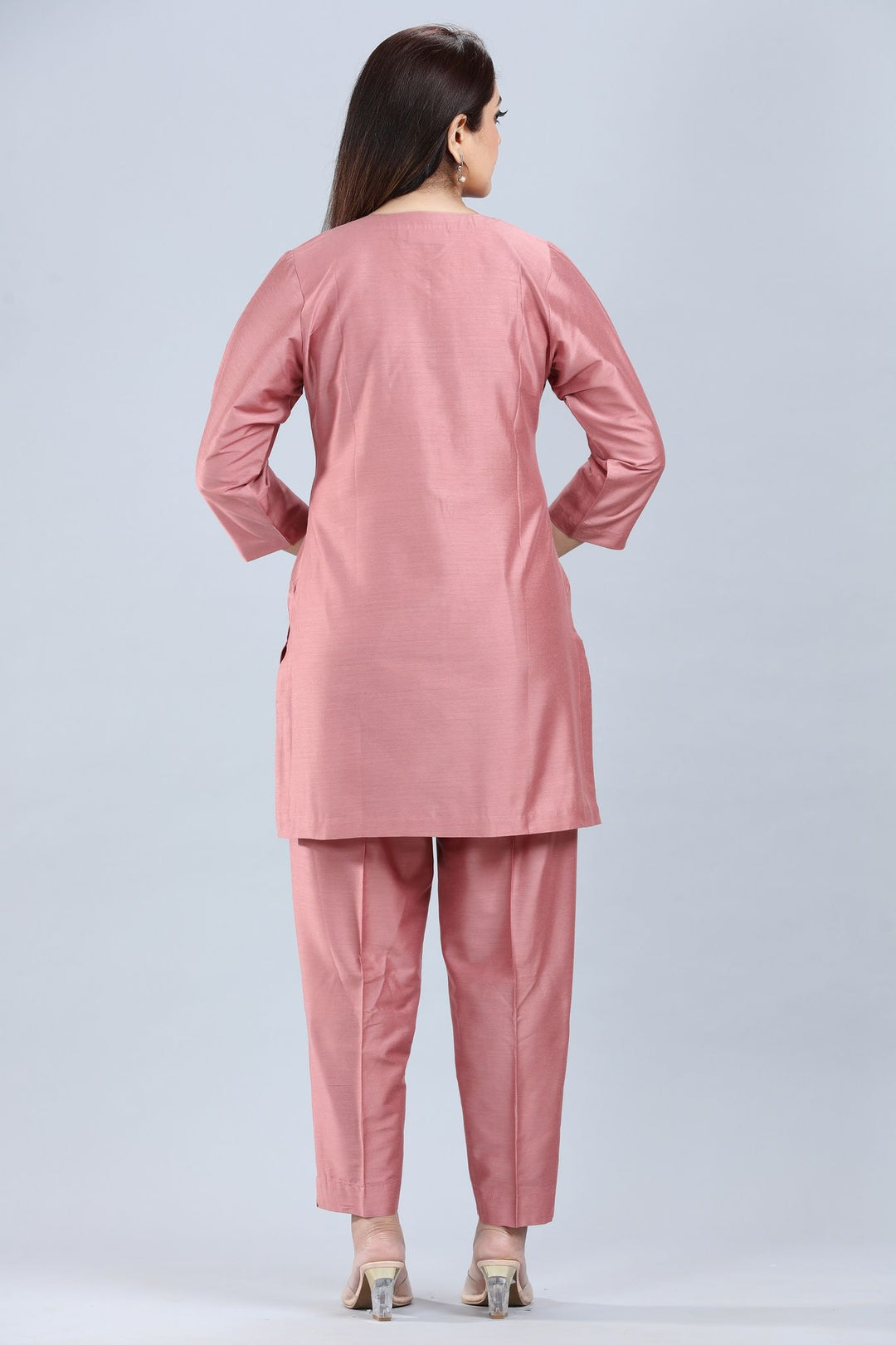 Yanshita Pastel Pink Cotton Silk Kurta & Pant Set