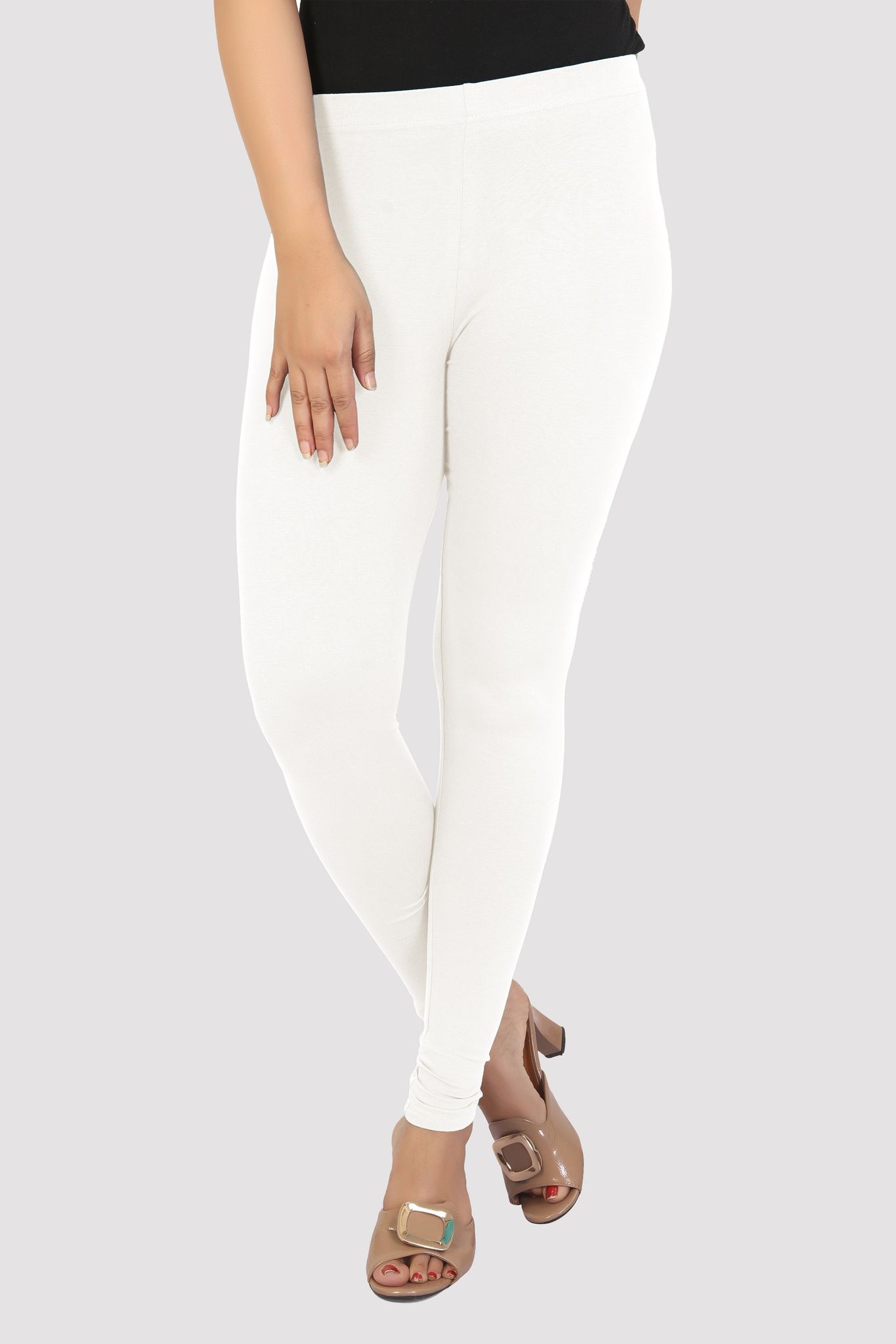 LUX LYRA Women's Cotton Ankle Length Off White Legging Free Shipping