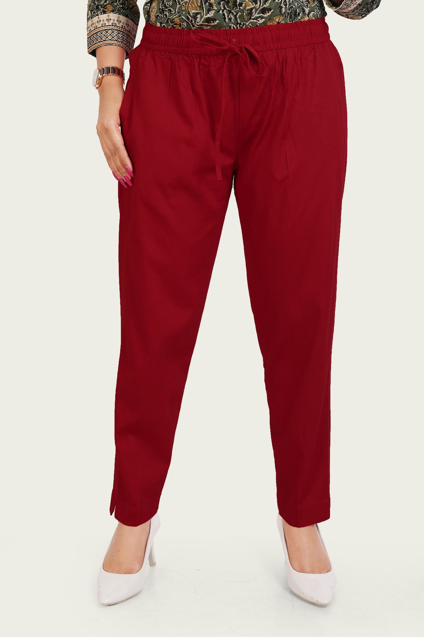 Maroon Cotton Spandex Lycra Pants – Stilento